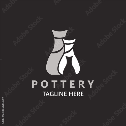  Pottery logo design handmade, creative traditional mug craft concept inspiration nature workshop template photo