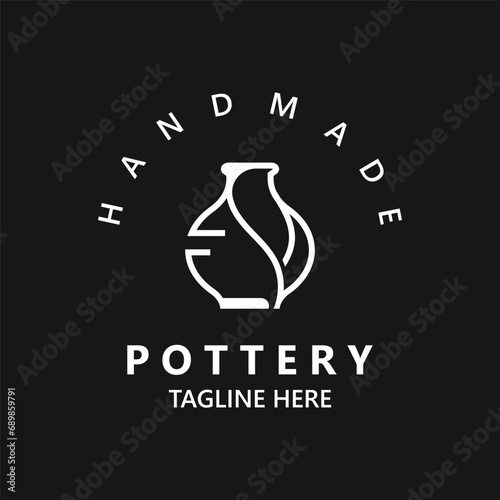  Pottery logo design handmade, creative traditional mug craft concept inspiration nature workshop template
