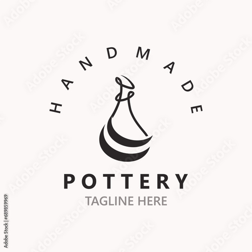  Pottery logo design handmade, creative traditional mug craft concept inspiration nature workshop template