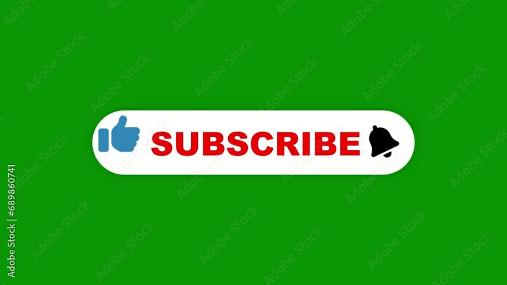 Pop-up subscribe button with like and notification bell on green screen. Call to action animation for youtube engagement icons on chroma key background. Pop-up subscribe button with like and notification bell on green screen. Call to action animation for youtube engagement icons on chroma key background.