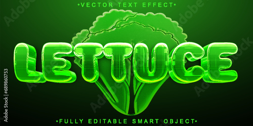 Cartoon Green Lettuce Vector Fully Editable Smart Object Text Effect
