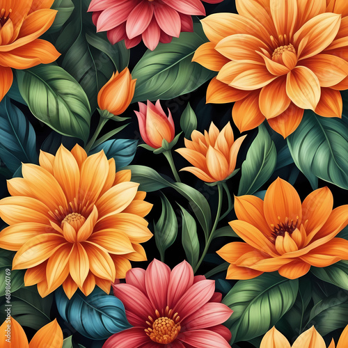 seamless pattern with flowers  floral background