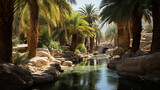 Prophet's Oasis: Palms swaying in reverence at a desert spring.