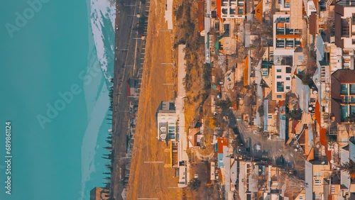 Tbilisi, Georgia. Elevated top Scenic View hillside Church of the Nativity of the Virgin. vazisubani settlement district. Georgian Capital Skyline Cityscape Time lapse timelapse. Tbilisi, Georgia. photo