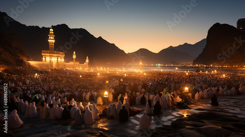 The Pilgrim's Journey: Hajj's sacred sites in vibrant pilgrimage photo