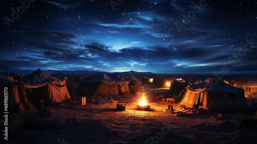 Arabian Nights: Starlit desert sky over a nomad's camp photo