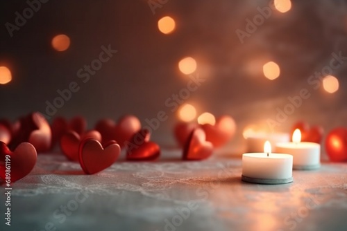 red hearts on  blurred background photo