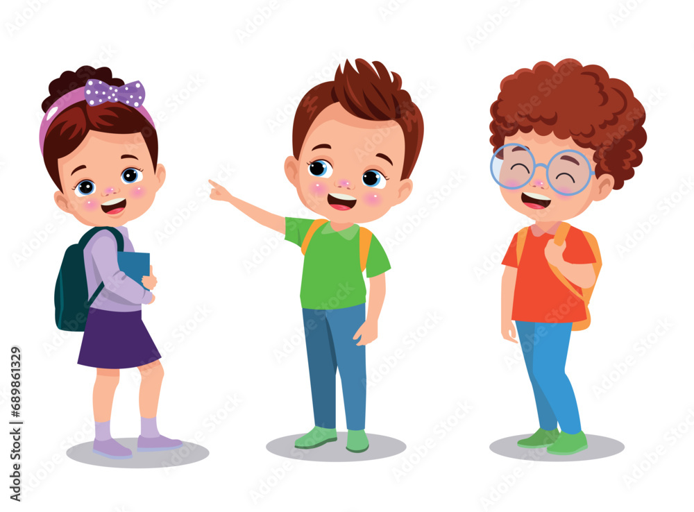 vector illustration of students in different postures