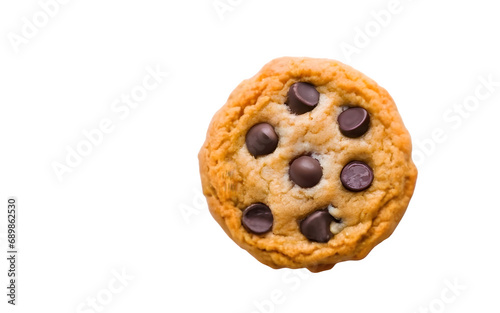 chocolate chips cookie, top view, white and transparent background