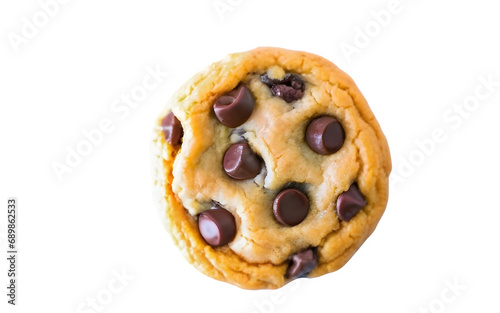 chocolate chips cookie, top view, white and transparent background