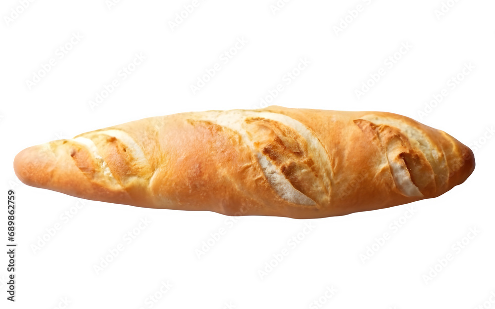 Baguette, isolated, top view, white and transparent background Baguette, isolated, top view, white and transparent background