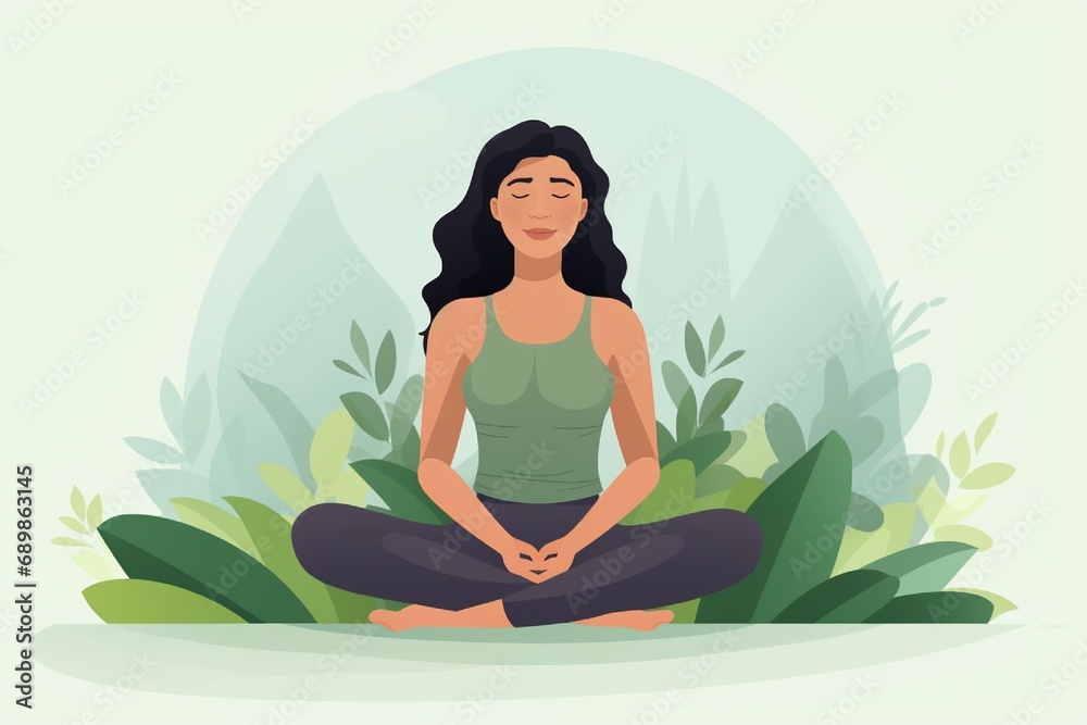 A radiant yoga instructor in yoga attire, smiling peacefully in a serene pose, isolated on a solid background.