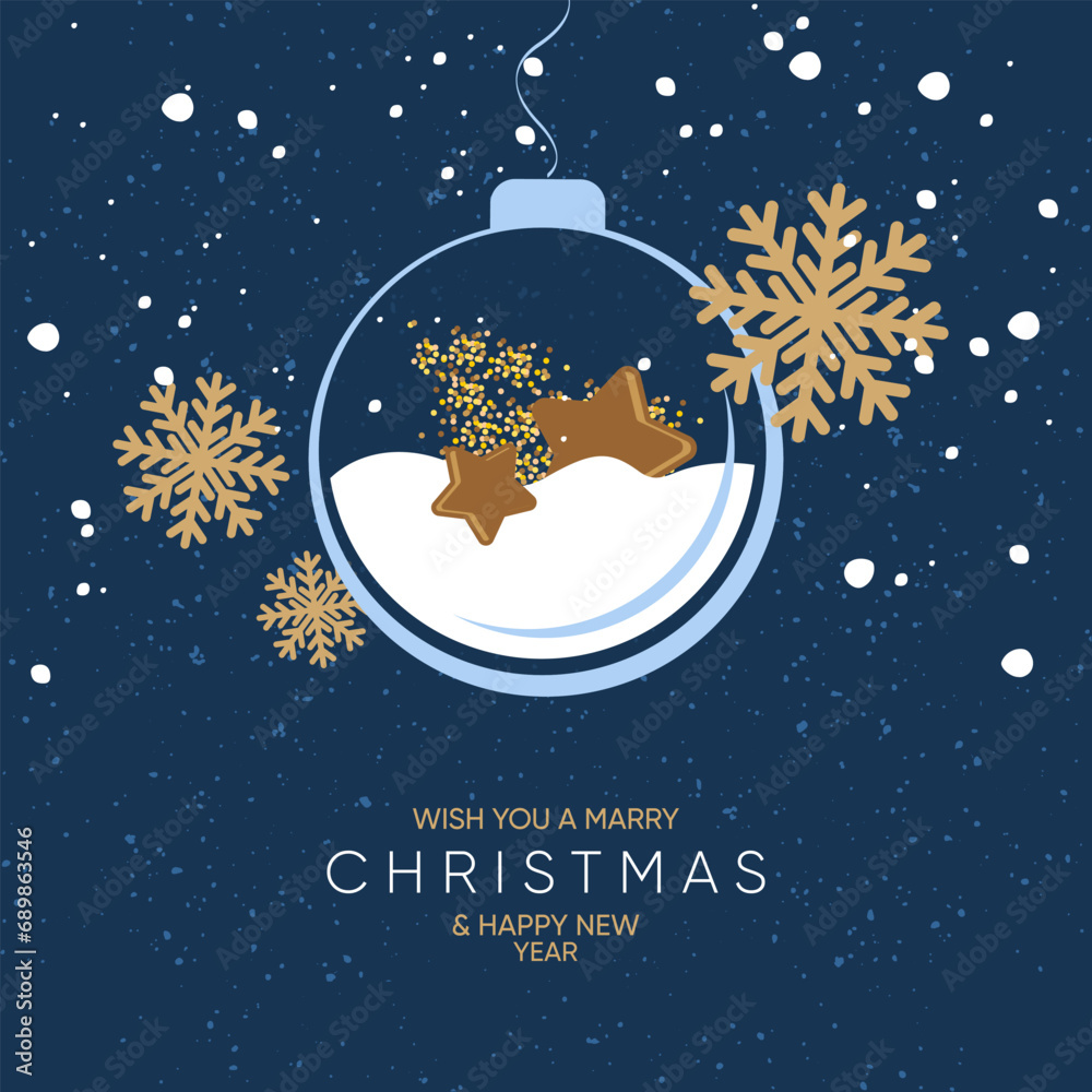 Fototapeta premium Marry Christmas and Happy New Year Vector illustration with beautiful Christmas tree decoration