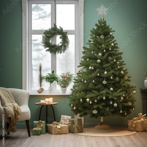 christmas tree with presents indoors