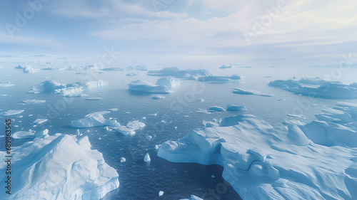 Frozen ocean with icebergs , winter bliss with icebergs.