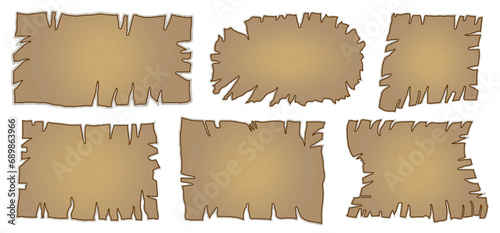 old brown paper in vector in flat cartoon.sheet of paper with torn edges.template for text image background banner