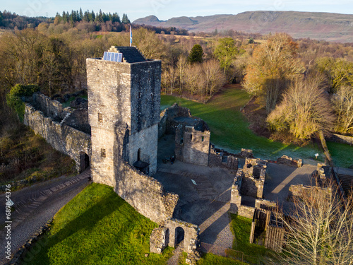 Mugdock Castle. Scotland. U.K. was the stronghold of the Clan Graham from the middle of the 13th century. Its ruins are located in Mugdock Country Park, near the village in the parish of Strathblane.  photo