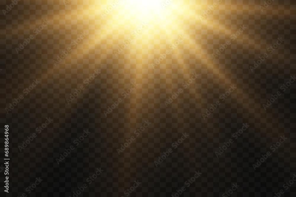 The light effect star flashed. Bright light and flash. On a transparent background. - obrazy, fototapety, plakaty 