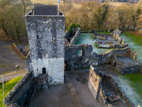 Mugdock Castle. Scotland. U.K. was the stronghold of the Clan Graham from the middle of the 13th century. Its ruins are located in Mugdock Country Park, near the village in the parish of Strathblane. 