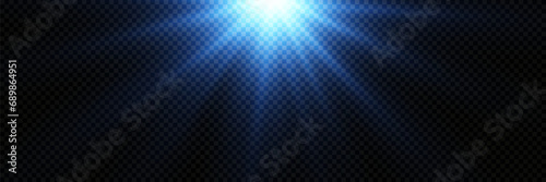 Vector transparent sun light with special glare light effect on transparent background.