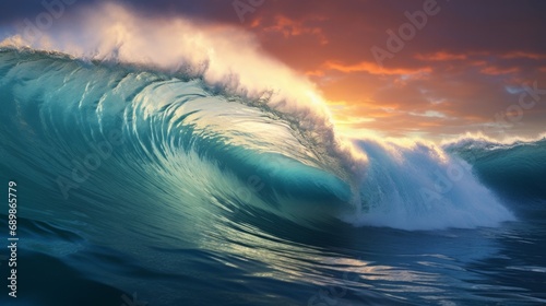 beautiful big wave in the middle of the sea, 16:9