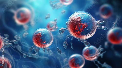 3d rendering of Human cell or Embryonic stem cell microscope background  #689866565