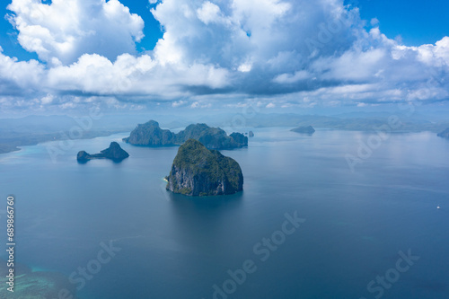 Aerial drone panoramic shot of Pinagbuyutan Island photo