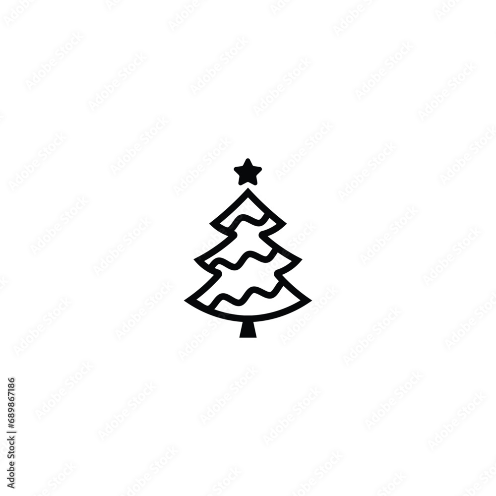 Original vector illustration. An icon of a Christmas tree with decorations and a star. Original vector illustration. An icon of a Christmas tree with decorations and a star.