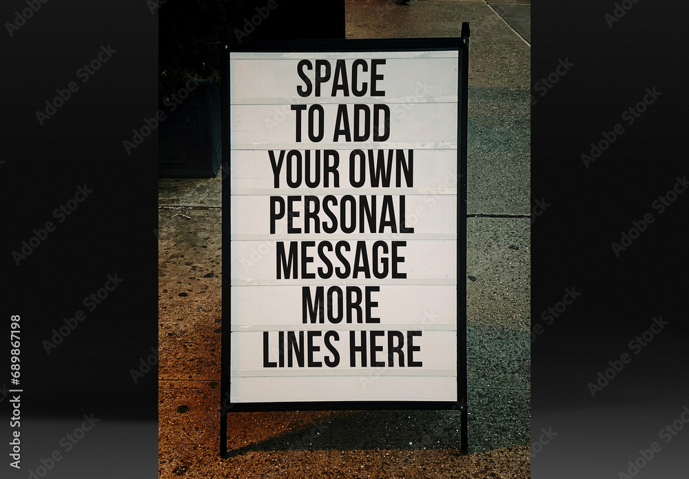 Message Vertical Floor Stand Sign on Street Mockup Stock Template ...