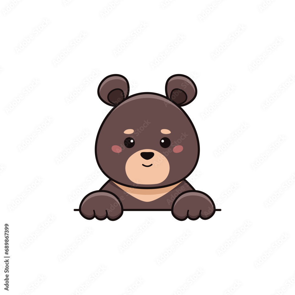 Cute black bear in cartoon style. Vector flat illustration Cute black bear in cartoon style. Vector flat illustration