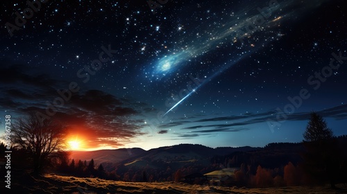 widok nieba i kosmosu, planet i księżyca i gwiazd, rozbłyski słońca, kosmos