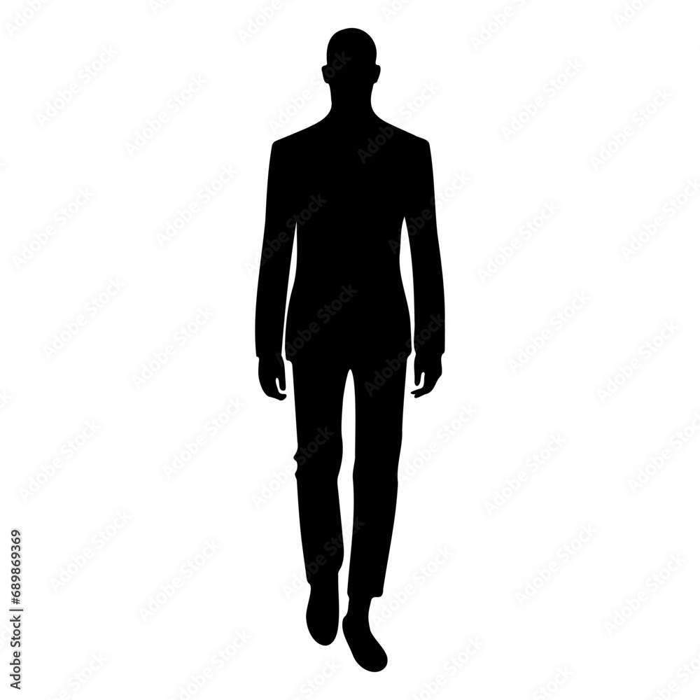 Model man walking silhouette. Vector illustration