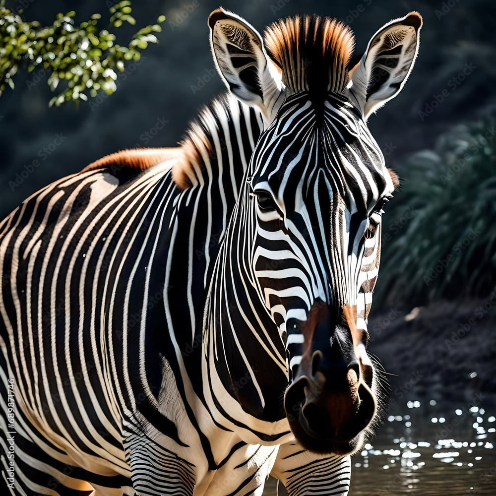 Naklejka premium zebra in the zoo generative AI tool