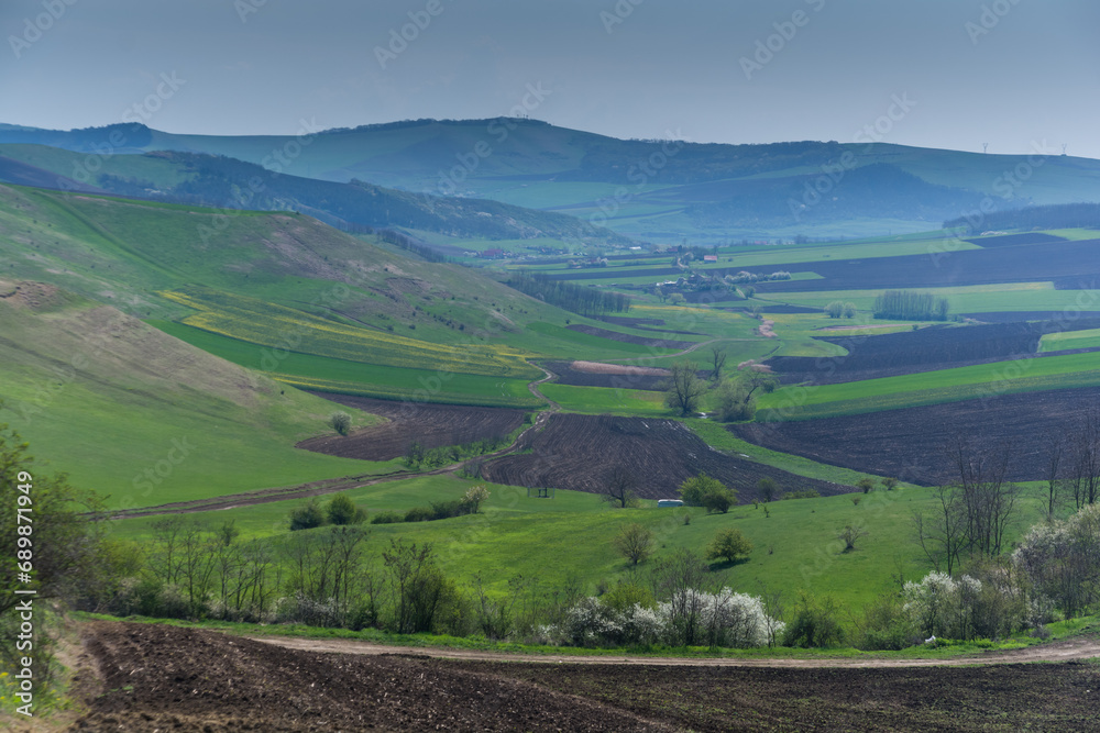 landscape in the country side in Spring time Transilvania Romania