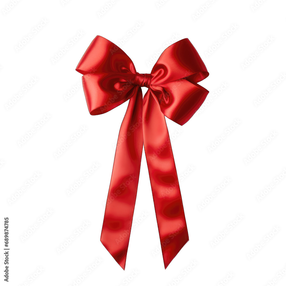 Red gift bow made from ribbon isolated on white and transparent background, png Red gift bow made from ribbon isolated on white and transparent background, png