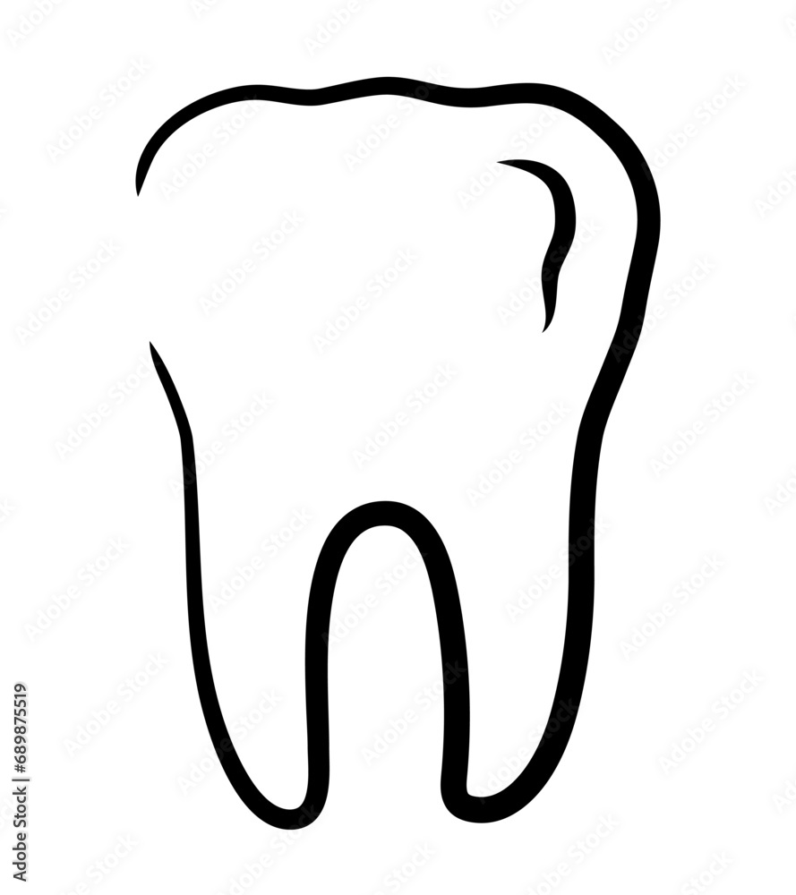 Tooth icon. Vector black flat icon isolated on white background. Tooth icon. Vector black flat icon isolated on white background.
