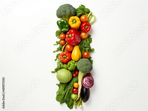 The Letter I Crafted from an Array of Fresh Vegetables  Showcasing Vibrant Nutrition and Wholesome Dietary Diversity