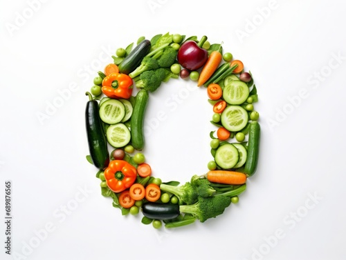 The Letter O Crafted from an Array of Fresh Vegetables, Showcasing Vibrant Nutrition and Wholesome Dietary Diversity © Ben