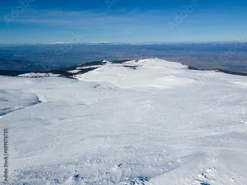 Aerial view of Vitosha Mountain near Cherni Vrah peak, Bulgaria