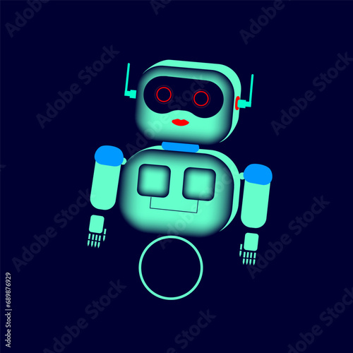 Robot design for chatbot or artificial intelligence avatar. Female robot. Dark blue background