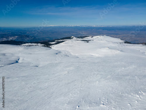 Aerial view of Vitosha Mountain near Cherni Vrah peak, Bulgaria