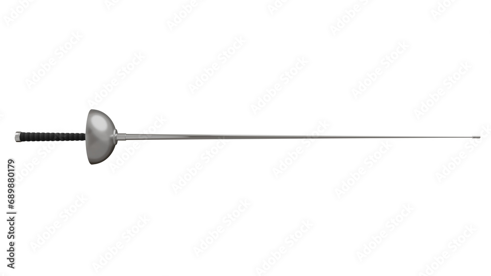 Fencing sword or epee with black handle isolated on transparent and white background, Fencing concept. 3D render Fencing sword or epee with black handle isolated on transparent and white background, Fencing concept. 3D render