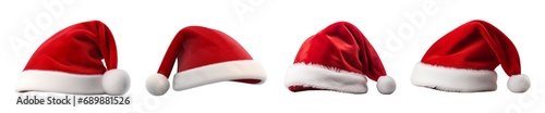 A Collection of Santa Hats on Transparent Background photo