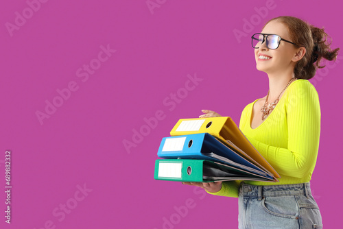 Young woman with document f...