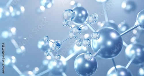 Bronopol, rotating 3D model of antimicrobial, seamless looped video, molecular structure with selective focus