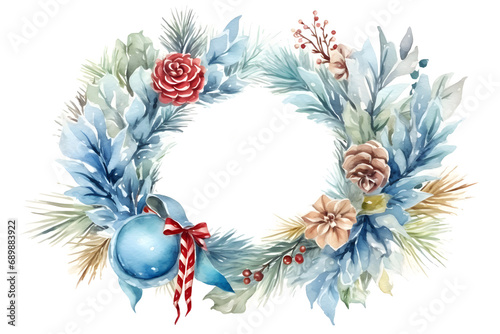 Christmas wreath isolated on white © Ekaterina