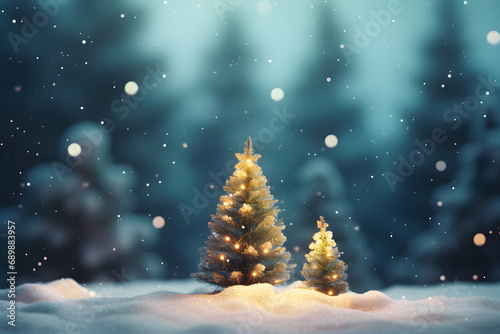 Abstract christmas background, forest bokeh simple