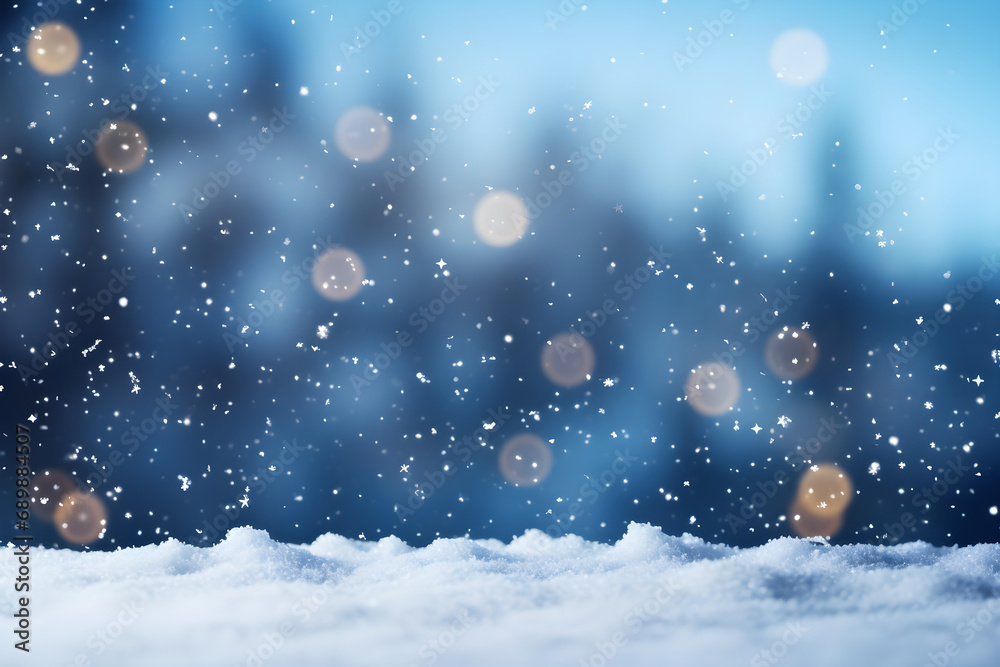 Simple christmas snowing blue bokeh background Simple christmas snowing blue bokeh background
