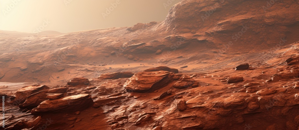 Close-up view of Mars' surface.