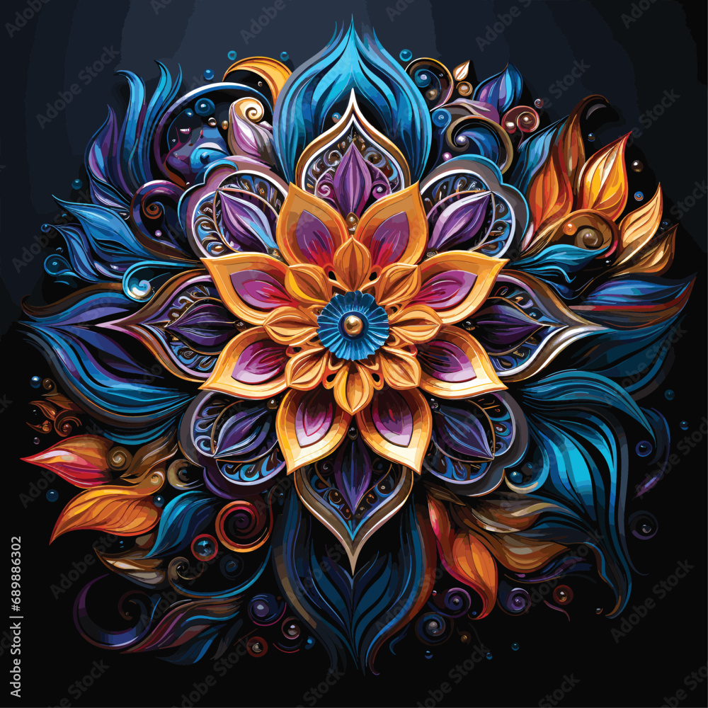 3D colorful lineal mandala background illustration 3D colorful lineal mandala background illustration